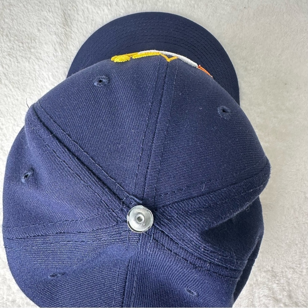 New Era Navy Blue Hat with White and Orange Logo Fitted 7.5 - Picture 6 of 12